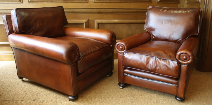 Pair of Antique Leather Club Chairs